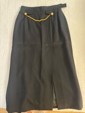 Escada Black Skirt with Gold Chain Detail